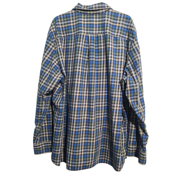 North Face Plaid Flannel Button Shirt Blue Green Size XXL - Picture 2 of 5